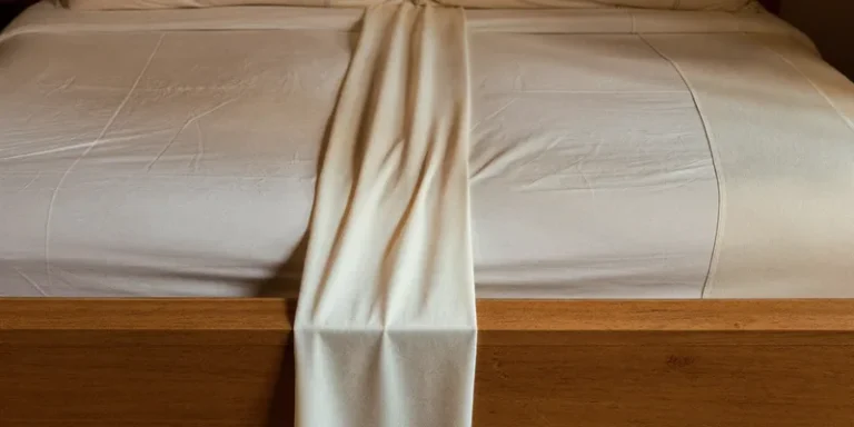 Soft white stretch band draped over a bed footboard