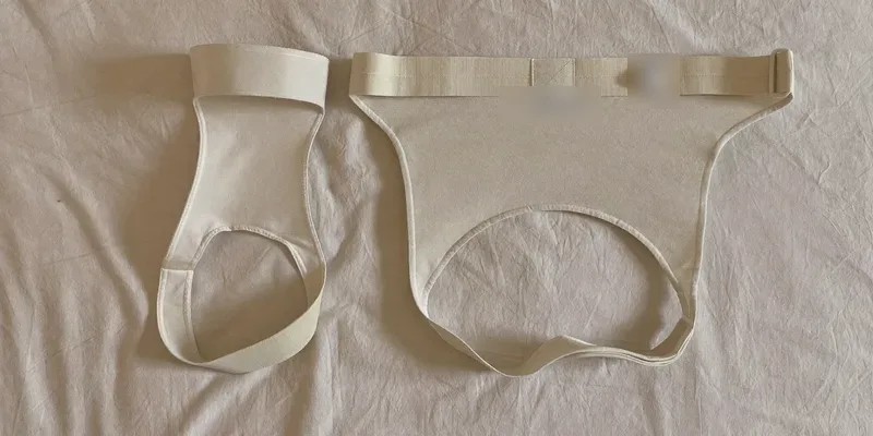 Soft stretch band beside a firm support wrap
