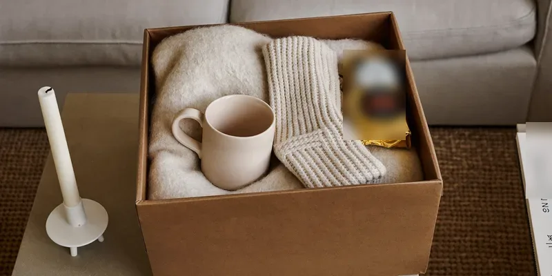 Large gift basket with blanket, mug and candle