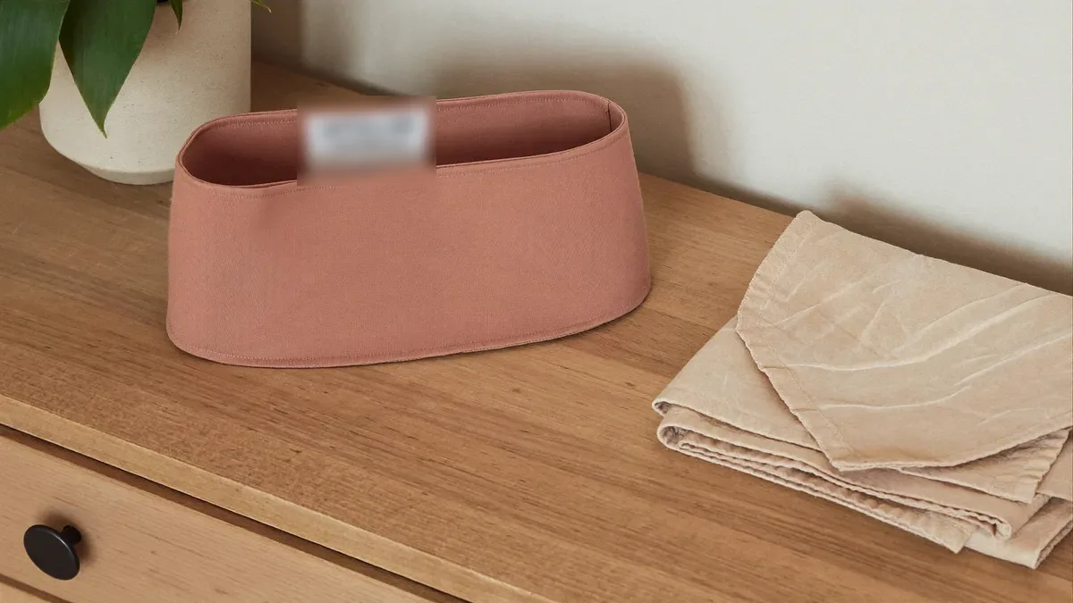 Folded maternity support bands on a shelf