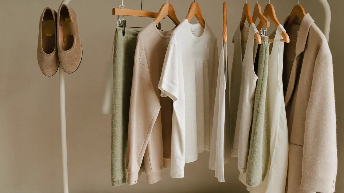 Folded maternity clothing in soft colors