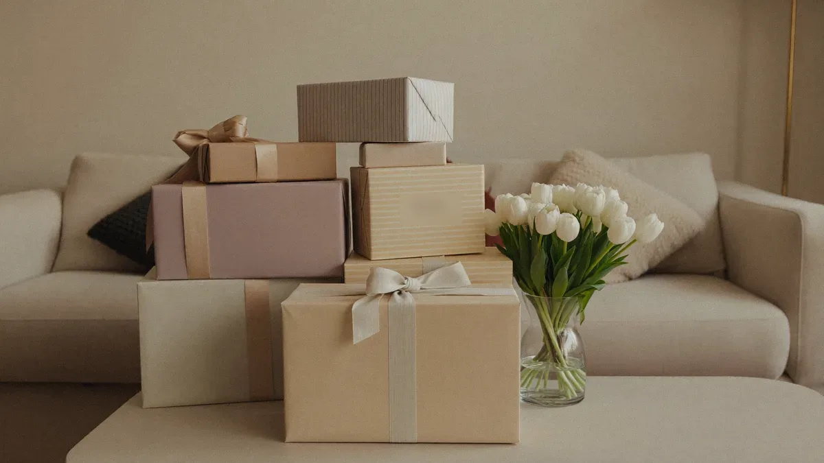 Wrapped gifts in soft paper