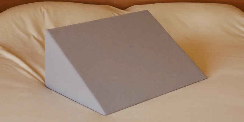 Triangular foam wedge cushion on cream bedding