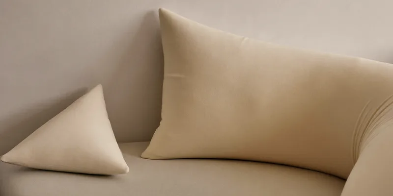 Small wedge cushion beside an oversized full body pillow